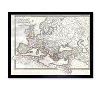 Wee Blue Coo 1850 Map Roman Empire Divided East West Ancient Rome Art Print Framed Poster Wall Decor 12X16 Inch