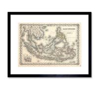 Wee Blue Coo 1855 Colton Map The East Indies Singapore Thailand Borneo Framed Wall Art Print