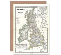Artery8 1865 Spruner Map British Isles England Scotland Ireland Greetings Card in Cream Artery8 Cream