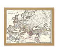 1865 Spruner Map The Roman Empire Under Constantine A4 Artwork Framed Wall Art Print Artery8 Light Oak One Size
