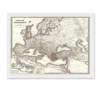 1865 Spruner Map The Roman Empire Under Constantine A4 Artwork Framed Wall Art Print Artery8 White One Size