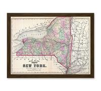 Artery8 1873 Beers Map New York State Long Island Brooklyn Vintage A4 Artwork Framed Wall Art Print in Brown Artery8 Brown