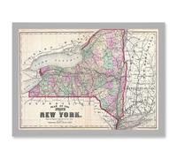 Artery8 1873 Beers Map New York State Long Island Brooklyn Vintage A4 Artwork Framed Wall Art Print in Light Grey Artery8 Light Grey