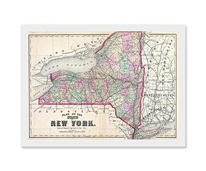 Artery8 1873 Beers Map New York State Long Island Brooklyn Vintage A4 Artwork Framed Wall Art Print