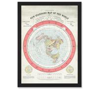 Artery8 1892 World Time Calculator Flat Earth Map Gleason A4 Artwork Framed Wall Art Print