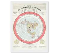 Artery8 1892 World Time Calculator Flat Earth Map Gleason Artwork Framed A3 Wall Art Print