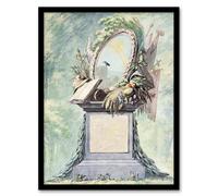 Artery8 18th Century Monument Design Watercolour Schouman Framed Art Print in Green | Size: A4 Artery8 Green A4
