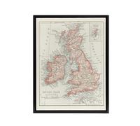 Artery8 1900 British Isles Map Black Framed Canvas Wall Art Print 24X32 Artwork By Rand Mcnally : Historical Map Print Suited For Office Or Hallway Bringing Heritage Geography And Antique Charm