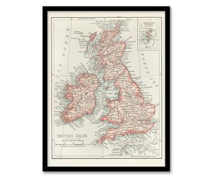 Artery8 1900 British Isles Map Framed Wall Art Print A4 Artwork By Rand Mcnally : Historical Map Print Suited For Office Or Hallway Bringing Heritage Geography And Antique Charm
