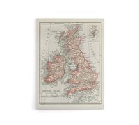 Artery8 1900 British Isles Map Rand Mcnally Vintage Canvas Wall Art in White | Size: W12" x H16" Artery8 White W12" x H16"