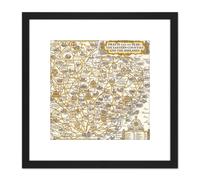 Artery8 1932 Pictorial Map Eastern Counties & The Midlands 8X8 Inch Square Wooden Framed Wall Art Print Picture with Mount in Black Artery8 Black
