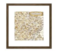 Artery8 1932 Pictorial Map Eastern Counties & The Midlands 8X8 Inch Square Wooden Framed Wall Art Print Picture with Mount in Brown Artery8 Brown