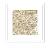 Artery8 1932 Pictorial Map Eastern Counties & The Midlands 8X8 Inch Square Wooden Framed Wall Art Print Picture with Mount in White Artery8 White