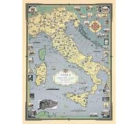 Artery8 1935 Ernest Dudley Chase Map Italy With Vatican City Large Wall Art Poster Print Thick Paper 18X24 Inch