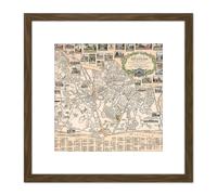 Artery8 1935 Ernest Dudley Chase Map Town Dedham Massachusetts 8X8 Inch Square Wooden Framed Wall Art Print Picture with Mount in Brown Artery8 Brown