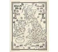 Artery8 1935 Ernest Dudley Chase Pictorial Map British Isles Art Print Canvas Premium Wall Decor Poster Mural