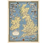 Artery8 1939 Ernest Dudley Chase Pictorial Map British Isles Unframed Wall Art Print Poster Home Decor Premium