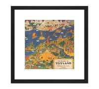 Artery8 1940 The Guide To Toyland Pictorial Map 8X8 Inch Square Wooden Framed Wall Art Print Picture with Mount in Black Artery8 Black