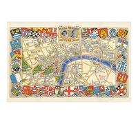 Artery8 1947 Pictorial Map London Royal Wedding Picture Map Art Print Canvas Premium Wall Decor Poster Mural