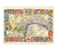 Artery8 1947 Pictorial Map London Royal Wedding Picture Map Large Wall Art Poster Print Thick Paper 18X24 Inch