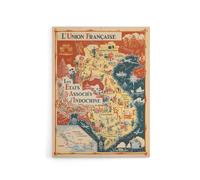 Artery8 1948 Map Associated States of Indochina Canvas Wall Art Print in Red | Size: W18" x H24" Artery8 Red W18" x H24"