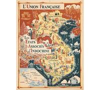 Artery8 1948 Map French Union Associated States Indochina Large Wall Art Poster Print Thick Paper 18X24 Inch