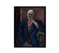 Artery8 1950 Self Portrait With Cigarette Beckmann Black Framed Canvas Art | Size: W18" x H24" Artery8 Multicolor W18" x H24"