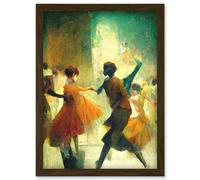Artery8 1950's Jazz Club Dancers Degas Style Painting Artwork Framed Wall Art Print A4 in Brown Artery8 Brown
