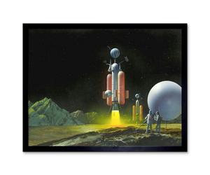 Artery8 1950S Space Ship Men Planet Sci Fi Home Decor 12X16" Framed Wall Art Print