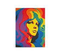 Artery8 1960s Psychedelic Rainbow Woman Portrait Canvas Wall Art Print | Size: W12" x H16" Artery8 Multicolor W12" x H16"
