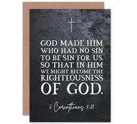 Artery8 2 Corinthians 5:21 God Made Him Who Had No Sin Christian Bible Verse Quote Scripture Typography Sealed Greeting Card Plus Envelope Blank inside