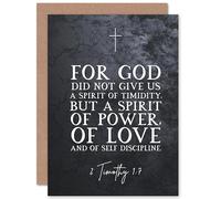 Artery8 2 Timothy 1:7 Spirit of Power, Love and of Self Discipline Christian Bible Verse Quote Scripture Typography Sealed Greeting Card Plus Envelope Blank inside