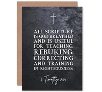 Artery8 2 Timothy 3:16 All Scripture is God Breathed Christian Bible Verse Quote Scripture Typography Sealed Greeting Card Plus Envelope Blank inside
