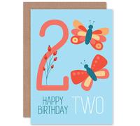 Artery8 2nd Birthday Butterflies Greetings Card in Light Blue Artery8 Light Blue