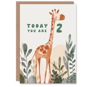 Artery8 2nd Birthday Card Cute Fun Giraffe Today You Are Age 2 Year Old Child For Son Daughter Girl Boy Happy Card