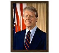 39th US President Jimmy Carter Official Portrait Photo Artwork Framed Wall Art Print A4 Artery8 Brown One Size