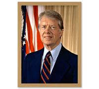 39th US President Jimmy Carter Official Portrait Photo Artwork Framed Wall Art Print A4 Artery8 Light Oak One Size