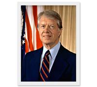 39th US President Jimmy Carter Official Portrait Photo Artwork Framed Wall Art Print A4 Artery8 White One Size