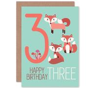 Artery8 3rd Birthday Foxes Greetings Card in Light Green Artery8 Light Green