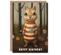 Artery8 3rd Birthday Greeting Card Child Cute Chipmunk Kids Age 3 Year Old