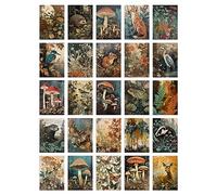 Artery8 50 Pcs Earthy Wild Nature Rustic Aesthetic Collage Kit Wall Art Prints A6 Set Pack 15x10 cm (6x4") Fungi Flowers Trees Botanical Room Decor Poster
