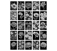 Artery8 50 Pcs Flower Floral Aesthetic Black White Collage Kit Wall Art Prints A6 Set Pack 15x10 cm (6x4") Wall Home Student Boy Girl Teen Room Elegant