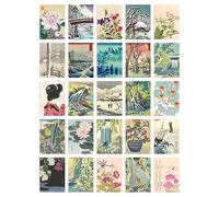 Artery8 50 Pcs Japanese Aesthetic Collage Kit Ukiyo-e Woodblock Wall Art Prints A6 Set Pack 15x10 cm (6x4") Room Decor Poster Collection