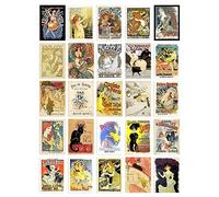 Artery8 50 Pcs Old French Advertising Aesthetic Collage Kit Wall Art Prints A6 Pack 15x10 cm (6x4") Room Decor Poster Collection Folies Bergere Moulin Rouge