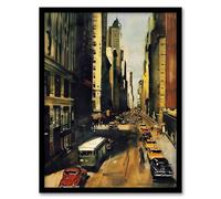 Artery8 5th Avenue 1950s Painting Vintage Cars New York Living Room Artwork Framed Wall Art Print A4