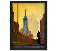 Artery8 5th Avenue New York At Sunrise Watercolour Painting Artwork Framed Wall Art Print A4 in Black Artery8 Black
