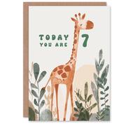 Artery8 7th Birthday Card Cute Fun Giraffe Today You Are Age 7 Year Old Child For Son Daughter Girl Boy Happy Card