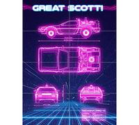 Artery8 80s Synthwave Blueprint Sports Car Space Time Travel XL Giant Panel Poster (8 Sections)