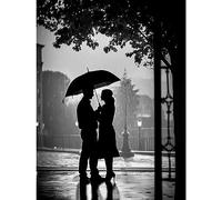 Artery8 A Couple Under an Umbrella Black and White Photo Unframed Wall Art Print Poster Home Decor Premium