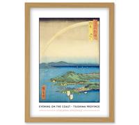 A Fine Evening on the Coast, Tsushima Province Tsushima Province Utagawa Hiroshige Japan Woodblock Classic Collection Artwork Framed Wall Art Print A4 Artery8 Light Oak One Size
